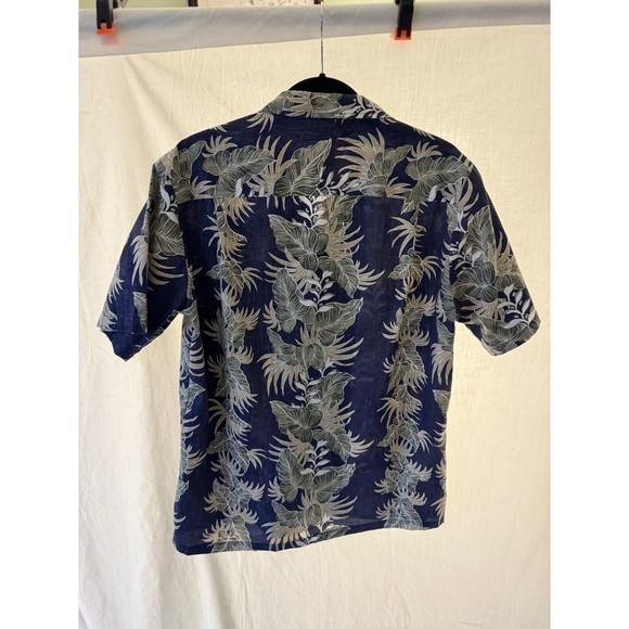Royal Creations Hawaiian Shirt Mens Medium Reverse Print Aloha Floral Blue Green - Picture 4 of 7